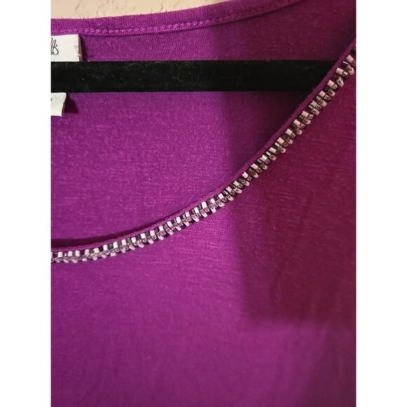 Jaclyn Smith Purple Scoop Neck Beaded Short Sleeve Casual Top Womans Size 3X - Picture 2 of 4